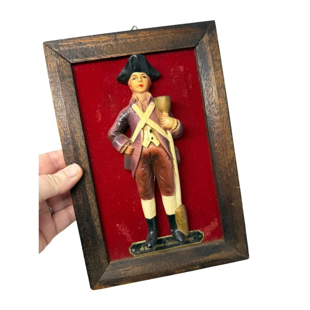 Vtg Royal Sealy Japan Colonial Soldier Wall Plaques Minuteman Continental Army